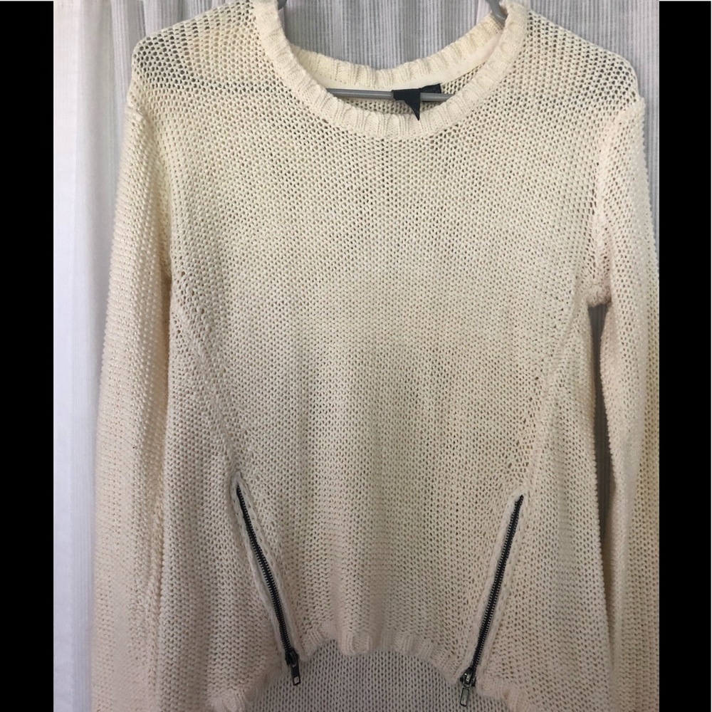 Cream White Sweater w Zippers